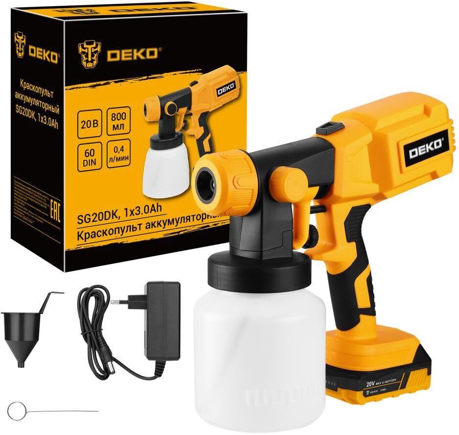 Краскопульт DEKO SG20DK, 20В, 800 мл, 1x3.0Ач 083-1133