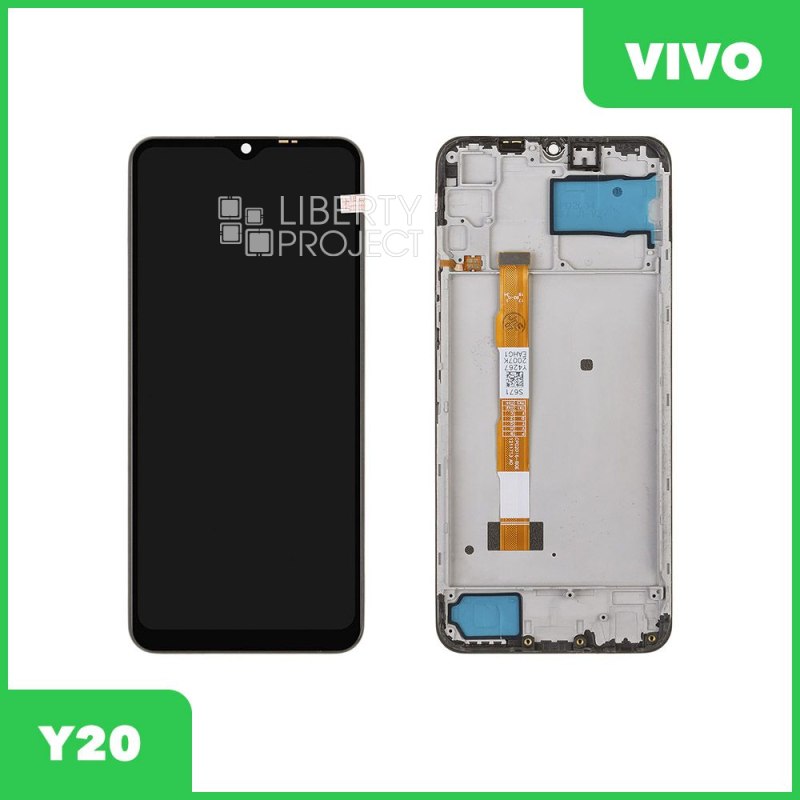 LCD дисплей для Vivo Y20 (V2027) с тачскрином в рамке (черный) OR LCD