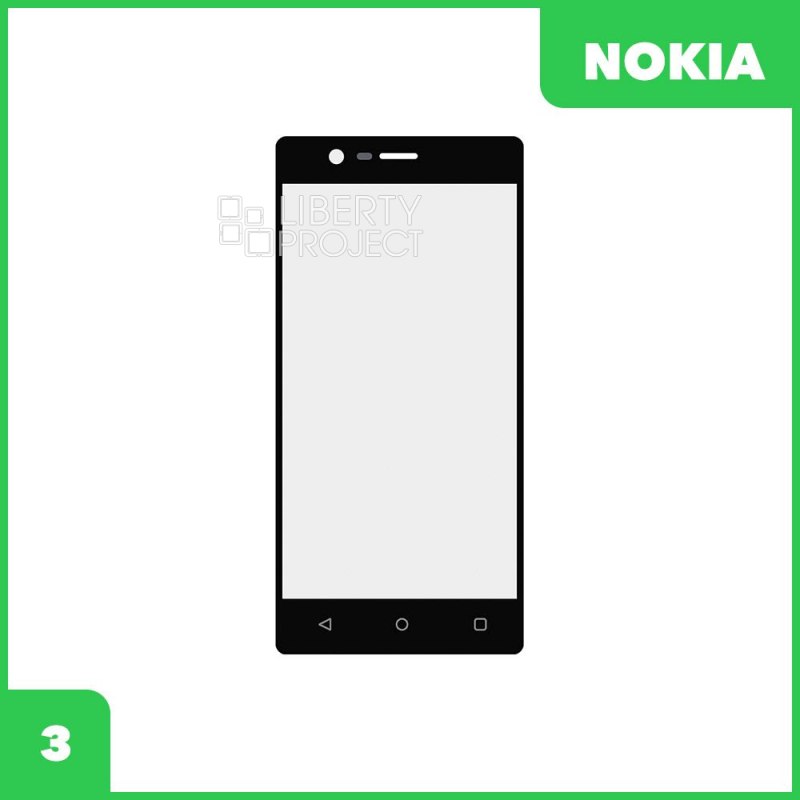 Стекло + OCA плёнка для переклейки Nokia 3 (черный)