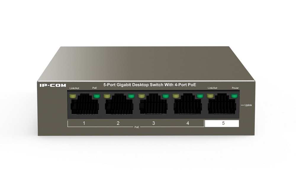 G1105P-4-63W 5-портовый гигабитный PoE коммутатор IP-COM с 4 портами PoE 10/100/1000 Мбит/с, 1 Uplink 10/100/1000 Мбит/с