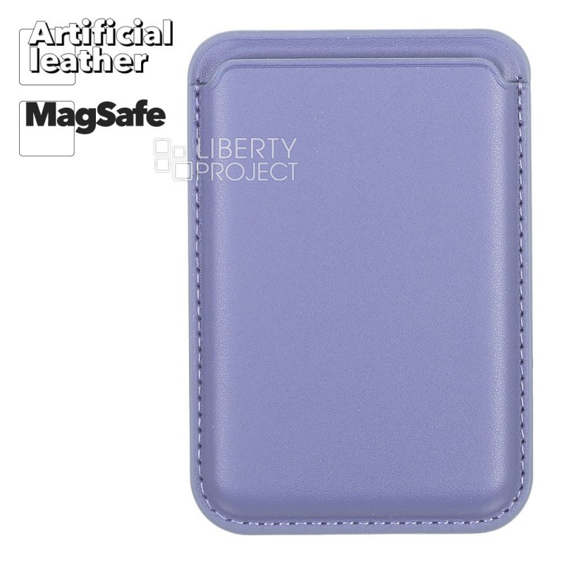 Чехол-бумажник магнитный MagSafe кожаный для iPhone (фиолетовый)