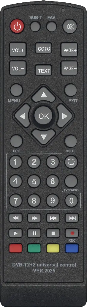 Пульт Huayu DVB-T2+2 Ver.2025 для ресивера