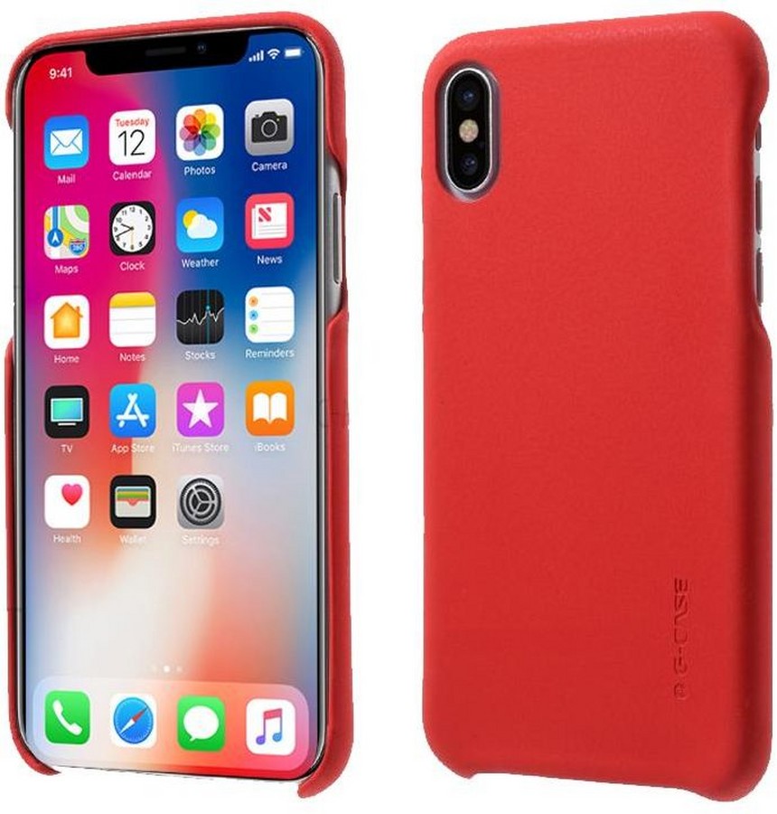 Кожаная накладка G-Case Noble Series для Apple iPhone X красный