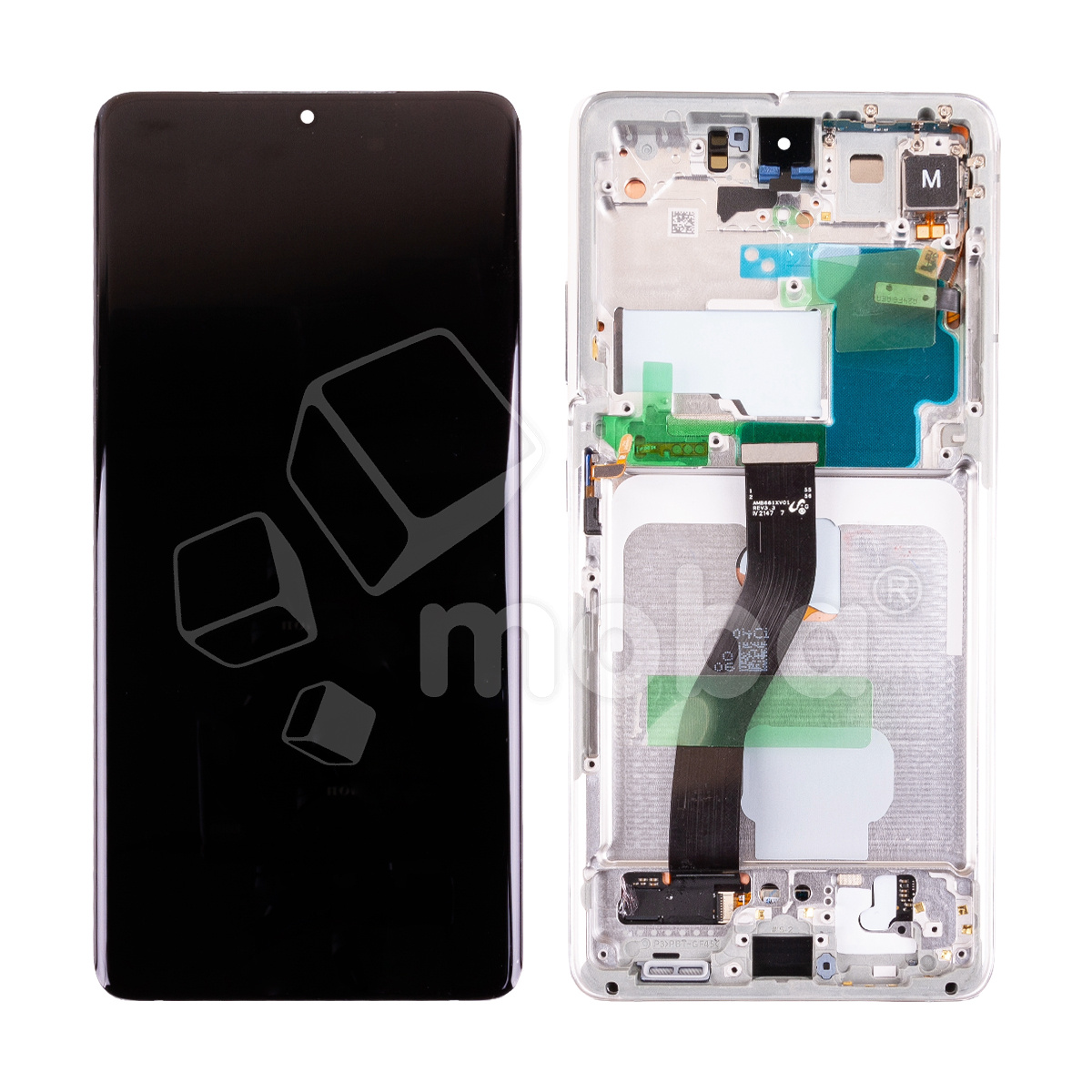 Дисплей для Samsung Galaxy S21 Ultra (G998B) модуль с рамкой Серебро - Сервисный Оригинал