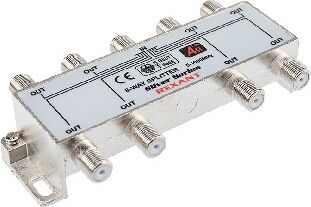 REXANT (05-6105) ДЕЛИТЕЛЬ ТВ Х 8 + 9ШТ. F BOX 5-1000 МГЦ SILVER