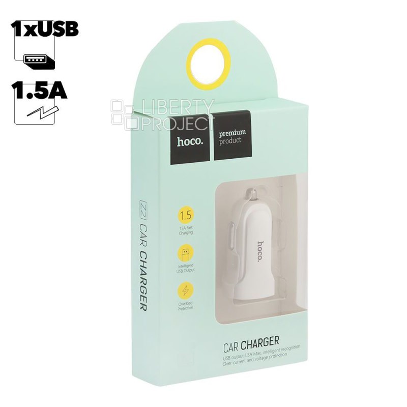 АЗУ HOCO Z2 1xUSB, 1.5А, LED (белый)