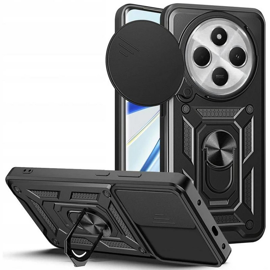 Противоударная накладка с защитой камеры Armor Case с кольцом для Xiaomi Redmi 14C черный