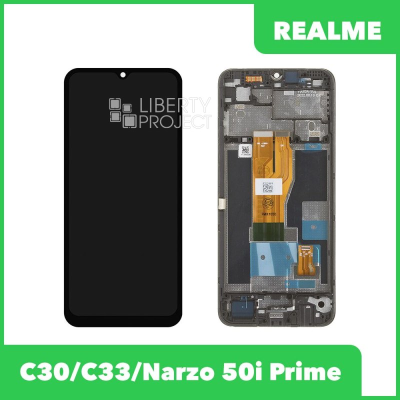LCD дисплей для Realme C30/Narzo 50i Prime (RMX 3581/3506) с тачскрином в рамке (черный) OR LCD
