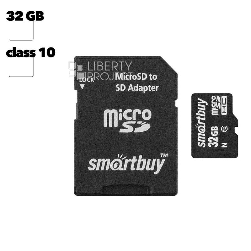Карта памяти SmartBuy Micro SD 32Гб (class 10) (с адаптером SD)