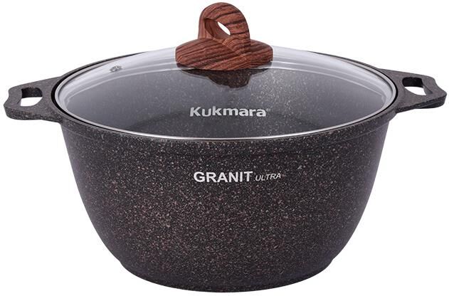 Кастрюля KUKMARA кго32а а/пр литая 3,0л стекл/кр Granit ultra original