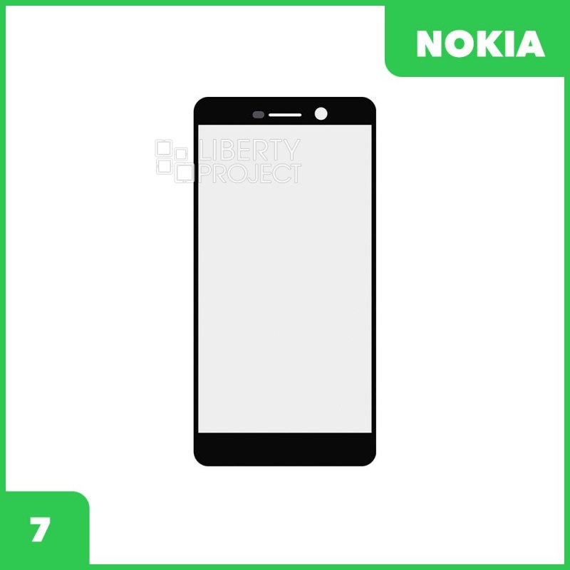 Стекло + OCA плёнка для переклейки Nokia 7 (черный)