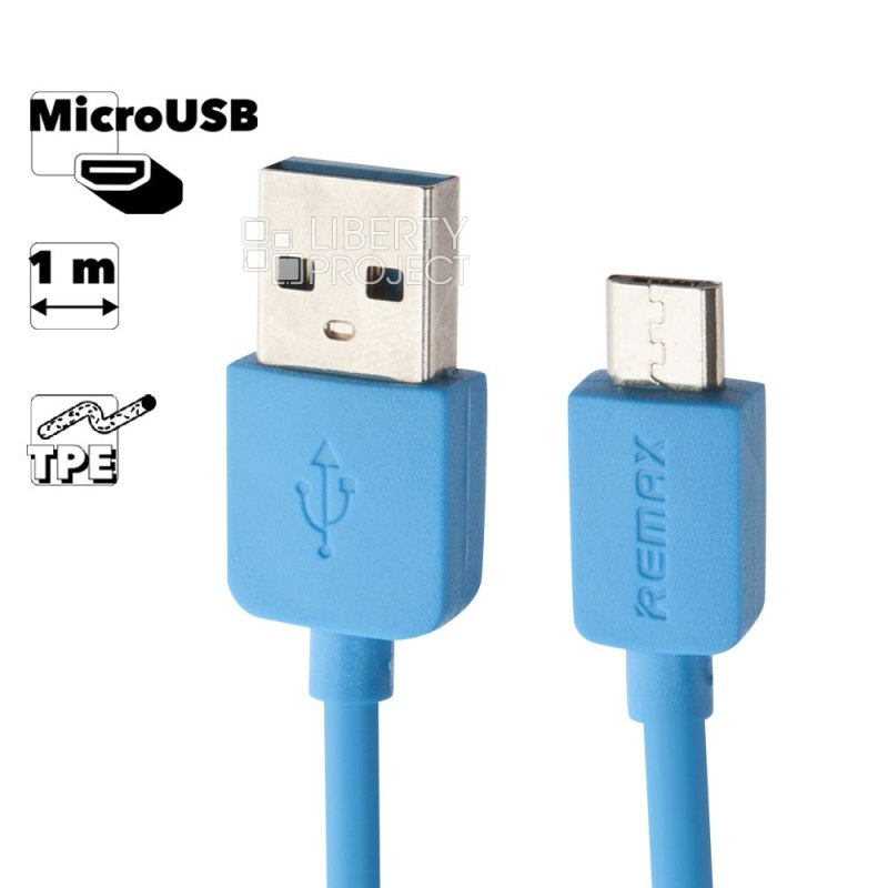 USB кабель REMAX RC-06m Light MicroUSB, 1м, TPE (синий)