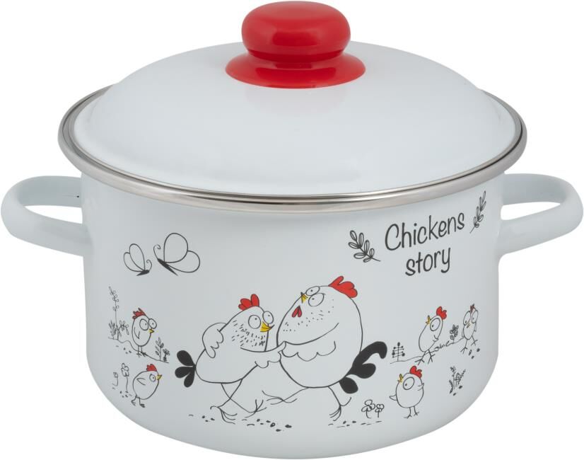 Кастрюля FOOD ATELIER 1RD181М Chickens’stories эмал цил 3,0л
