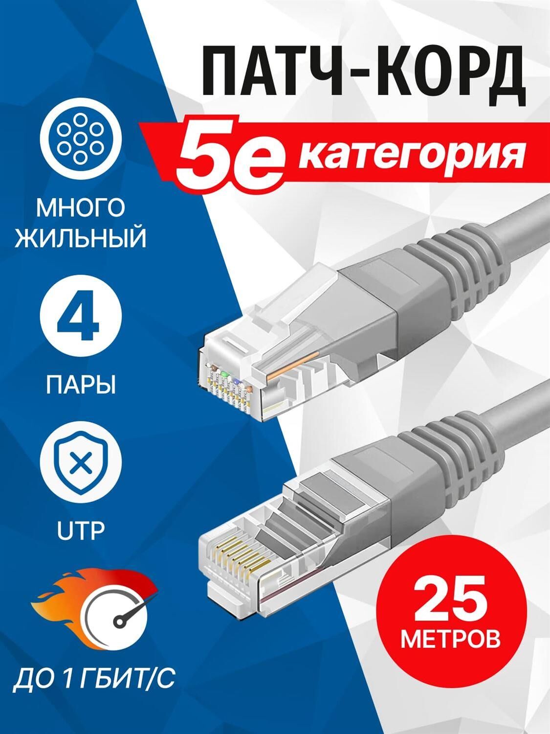 Патч-корд 5BITES PUT50-250A UTP / STRANDED / 5E / 25M