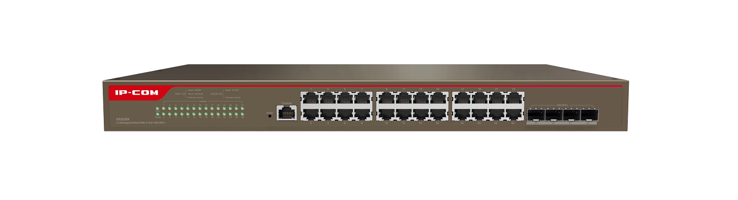 G5328X Управляемый L3 коммутатор IP-COM с 24 Ethernet портами 10/100/1000 Мбит/с, 4 SFP+ 10000 Мбит/с