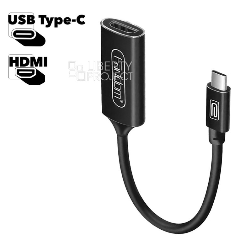 HDMI адаптер Earldom ET-W11 USB-C на HDMI, 4K, ПВХ (черный)