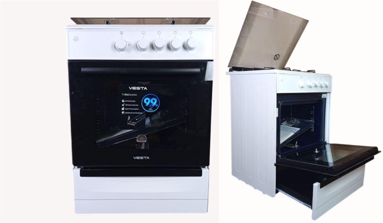 Газовая плита VESTA Bergamo VGG 10-G Белый ГК с VD