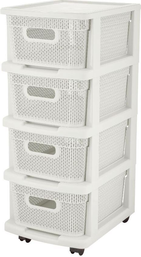 Комод KEEPLEX KL379622048 Ajur с корзинами на колесиках четырехсекционный компакт 37х30х69см белое облако
