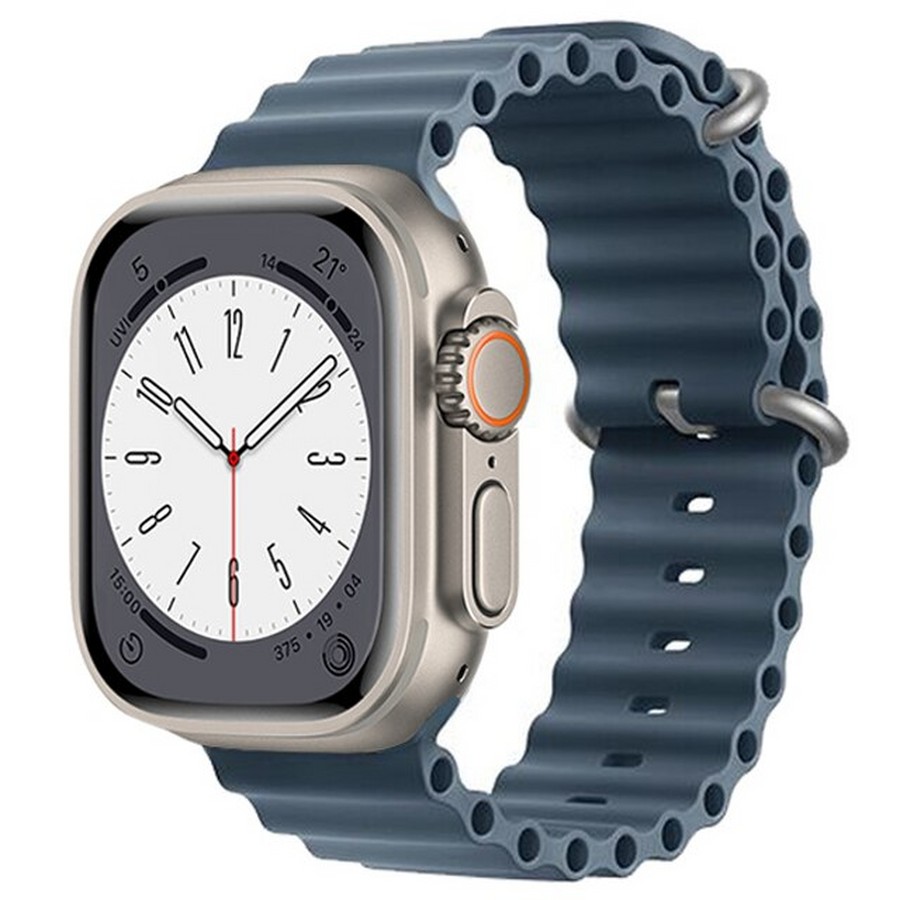 Силиконовый ремешок Ocean Watch Band для Apple Watch Series 49mm серый