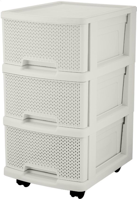 Комод KEEPLEX KL379322048 Ajur с ящиками на колесиках трехсекционный компакт 37х30х52см белое облако