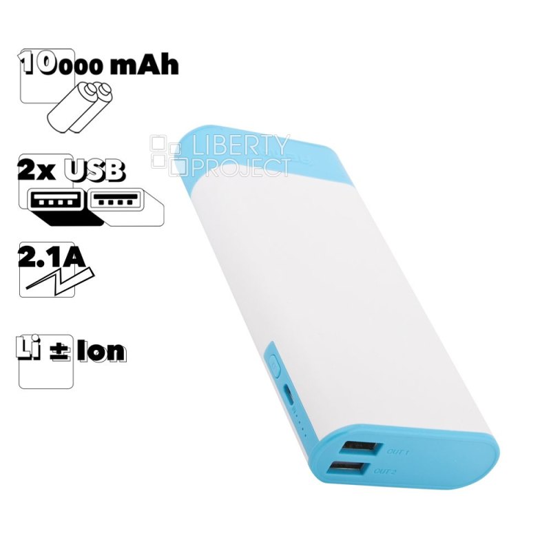 Внешний АКБ REMAX RPL-19 Youth 10000mAh, 2xUSB, 2.1А, Li-Pol (белый/голубой)