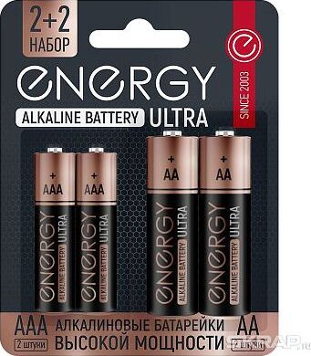 Батарейка алкалиновая ENERGY Ultra LR6+LR03/4B (АА+ААА) 104981