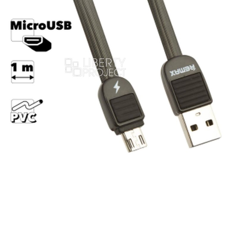 USB кабель REMAX RC-045m Puff MicroUSB, 1м, PVC (черный)