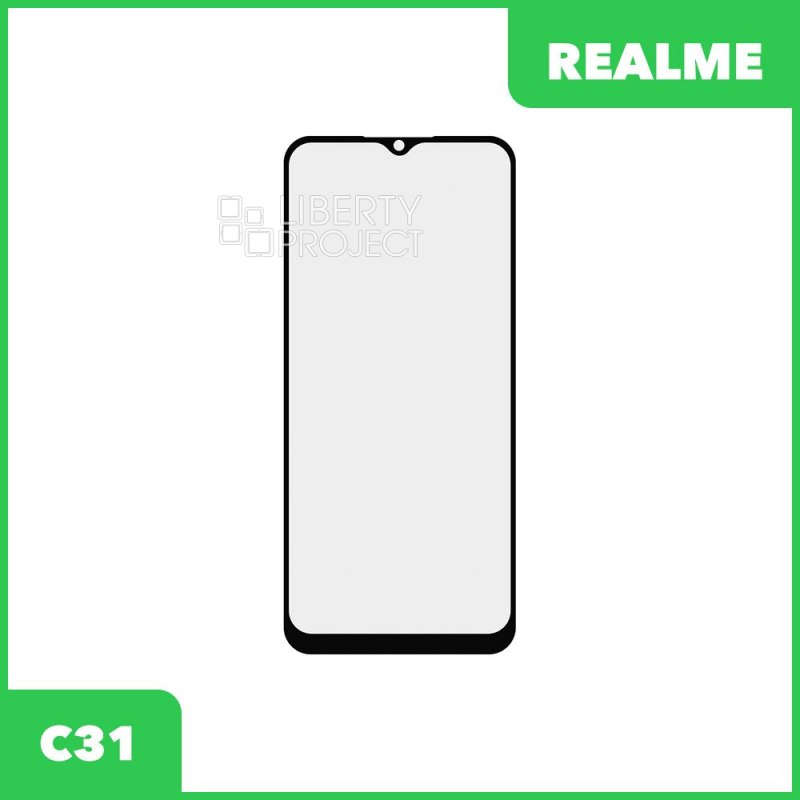 Стекло + OCA пленка для переклейки Realme C31 (черный)