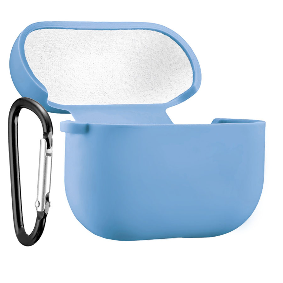Силиконовый чехол Silicone Case с карабином для Apple AirPods 4 голубой