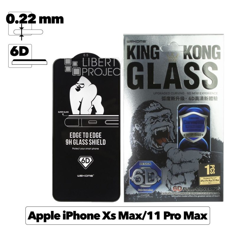 Защитное стекло WK Kingkong WTP-40 6D Curved HD для iPhone 11 Pro Max/Xs Max с черной рамкой 0.22 мм