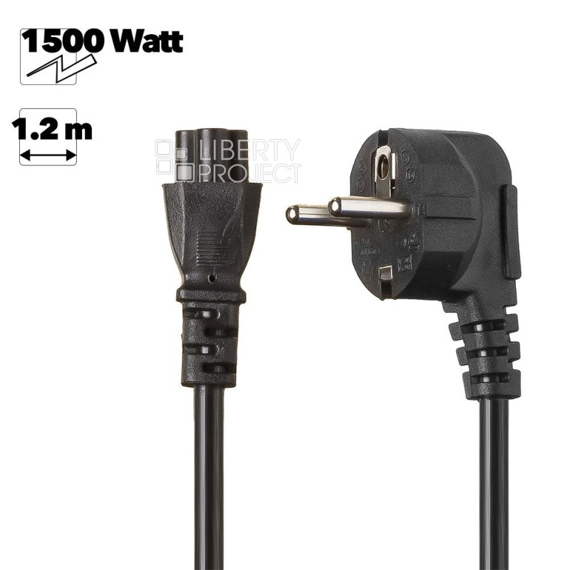 Шнур сетевой 1.2 м. C12 1500W
