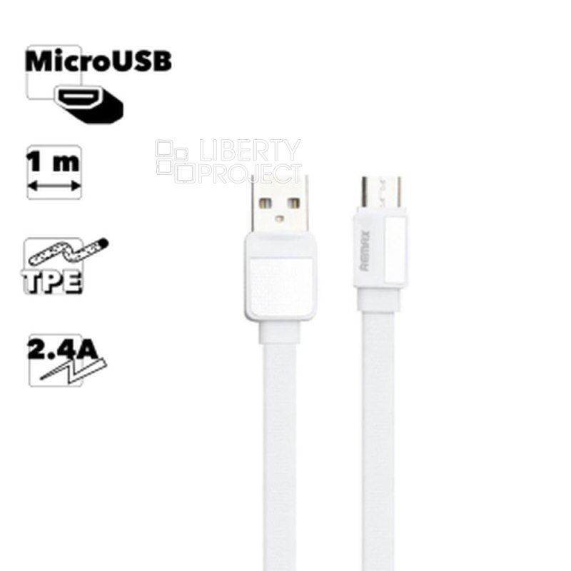 USB кабель REMAX RC-154m Platinum Pro MicroUSB, 2.4А, 1м, PVC (белый)