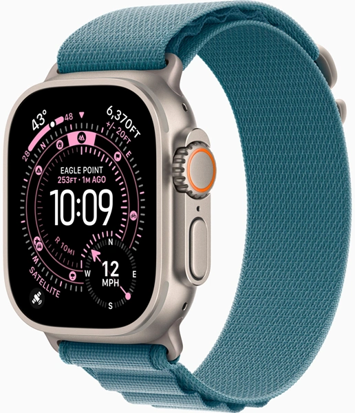 Apple Watch Ultra 3 (2025) GPS + Cellular, 49 мм, корпус из натурального титана, ремешок Alpine (L) цвета light blue (голубой) MEWP4