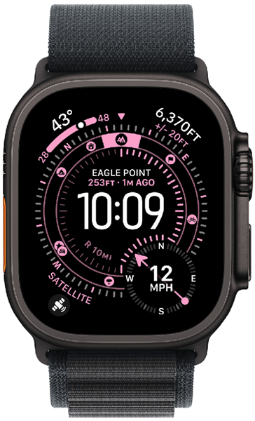 Apple Watch Ultra 3 (2025) GPS + Cellular, 49 мм, корпус из черного титана, ремешок Alpine (L) цвета black (черный) MF0X4