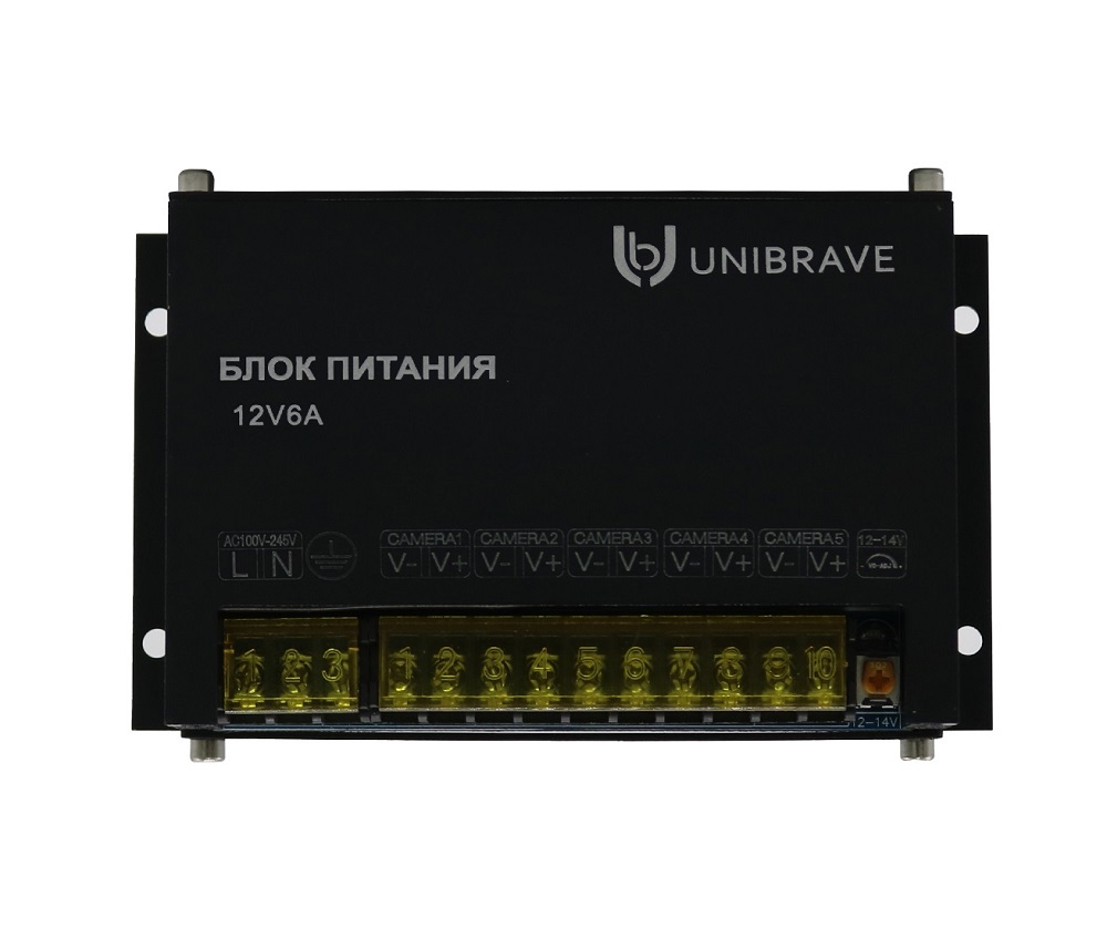 Блок питания Unibrave UB-БП-12V6А-5CH, металл