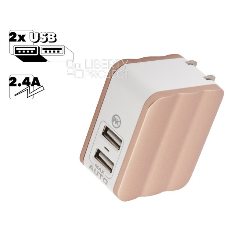СЗУ WK Mousse 2xUSB, 2.4А (золотой)