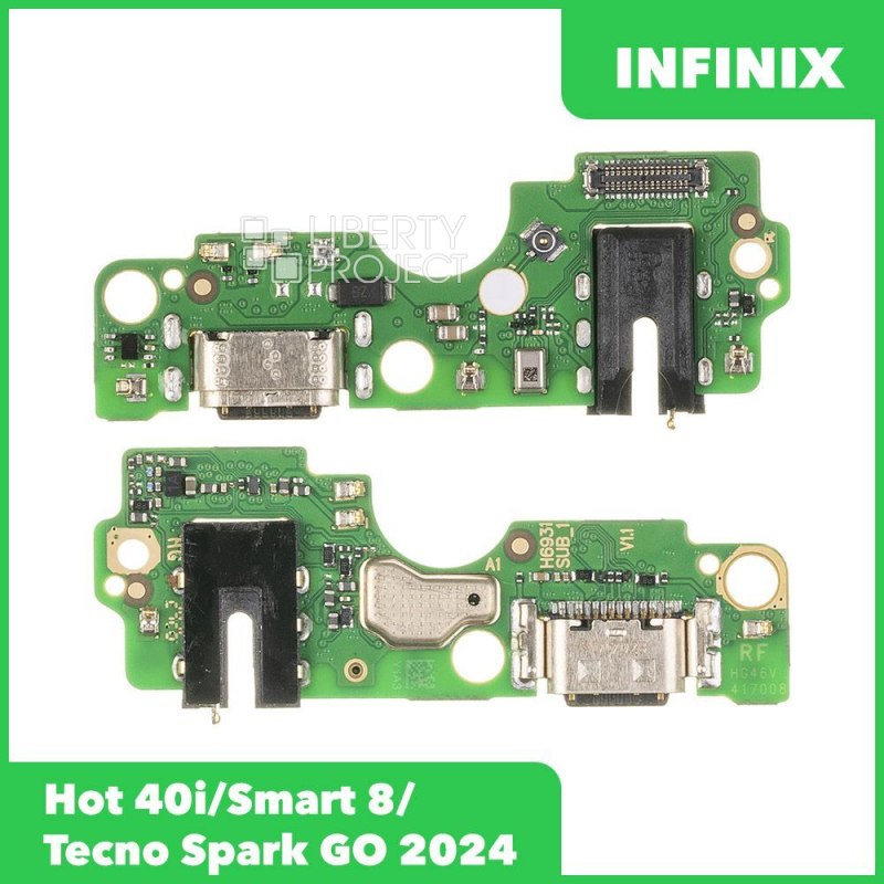 Шлейф/FLC Infinix Hot 40i/Smart 8/Tecno Spark GO 2024 на системный разъём/микрофон, ориг