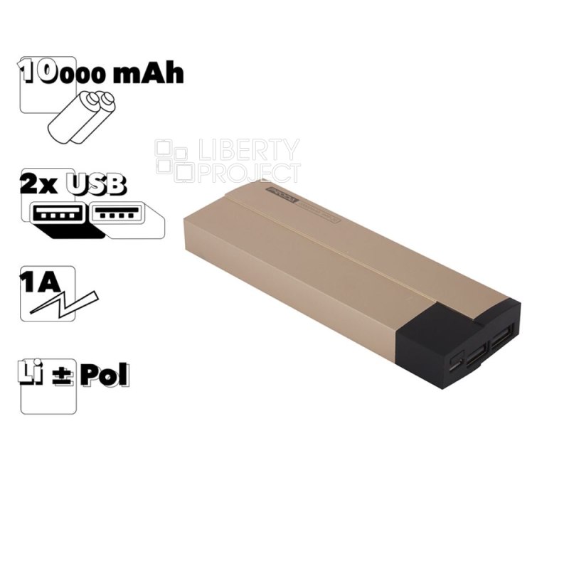 Внешний АКБ PRODA PPP-20 Kerolla 10000mAh, 2xUSB, 2.1А, Li-Pol (золотой)