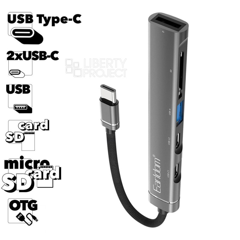 Хаб USB-C Earldom ET-HUB21 (черный)