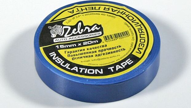 Изолента ZEBRA 15 мм х 20 м синяя 08735