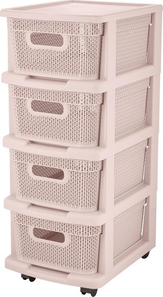 Комод KEEPLEX KL379622005 Ajur с корзинами на колесиках четырехсекционный компакт 37х30х69см бежевый топаз