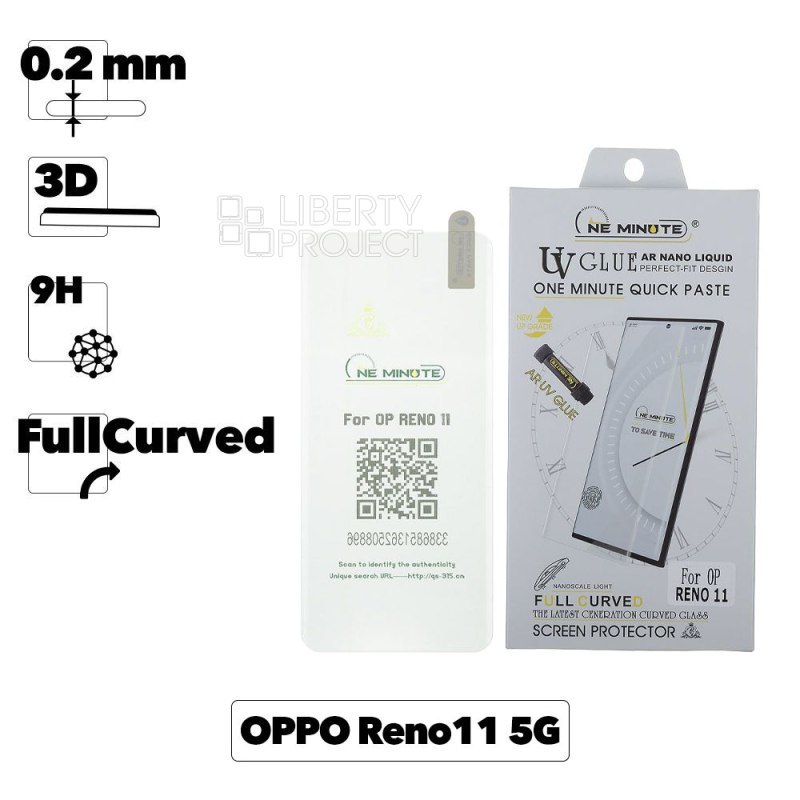 Защитное стекло "One Minute" для OPPO Reno 11 3D UV Glue Nano Liquid Full Curved Glass