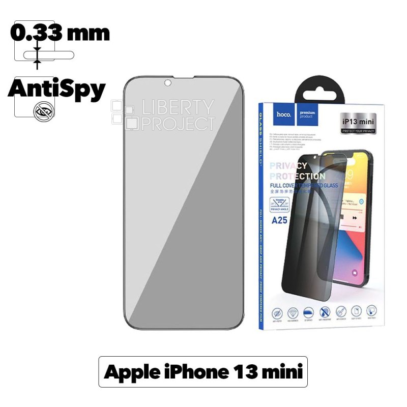 Защитное стекло HOCO A25 для Apple iPhone 13 mini, антишпион, прозрачное, 0.33мм