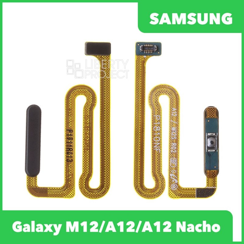 Шлейф для Samsung Galaxy M12/A12/A12 Nacho (M127F/A125F/A127F) сканер отпечатка пальцев (черный)