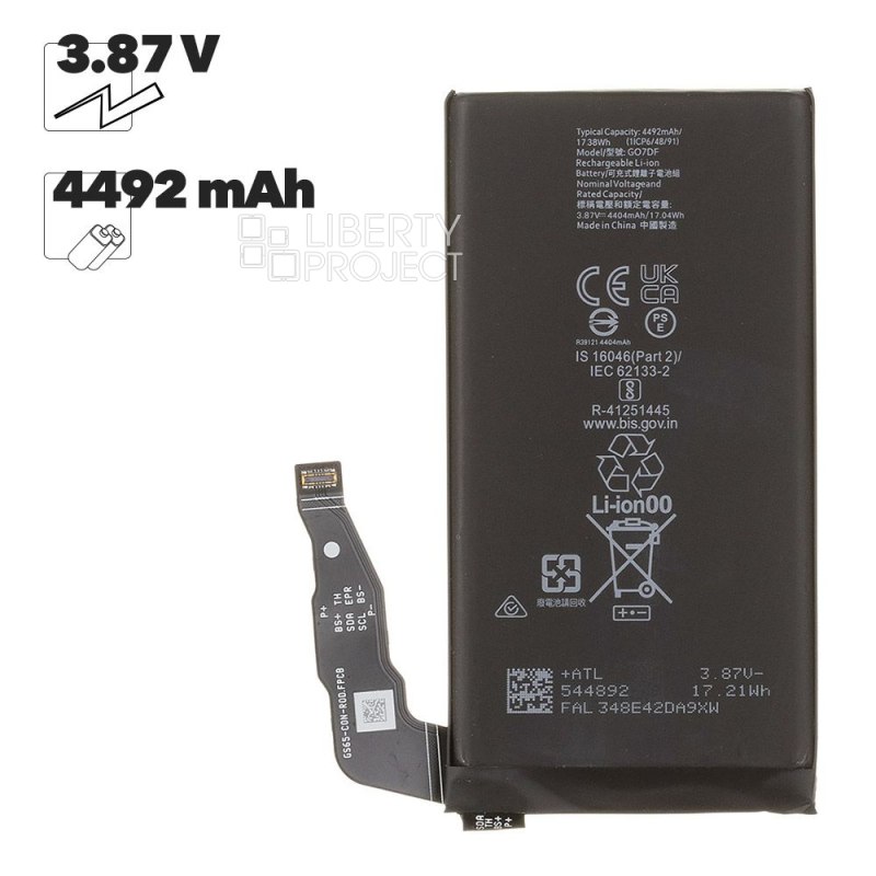 Аккумулятор (АКБ) Google Pixel 8a (G07DF) Filling Capacity