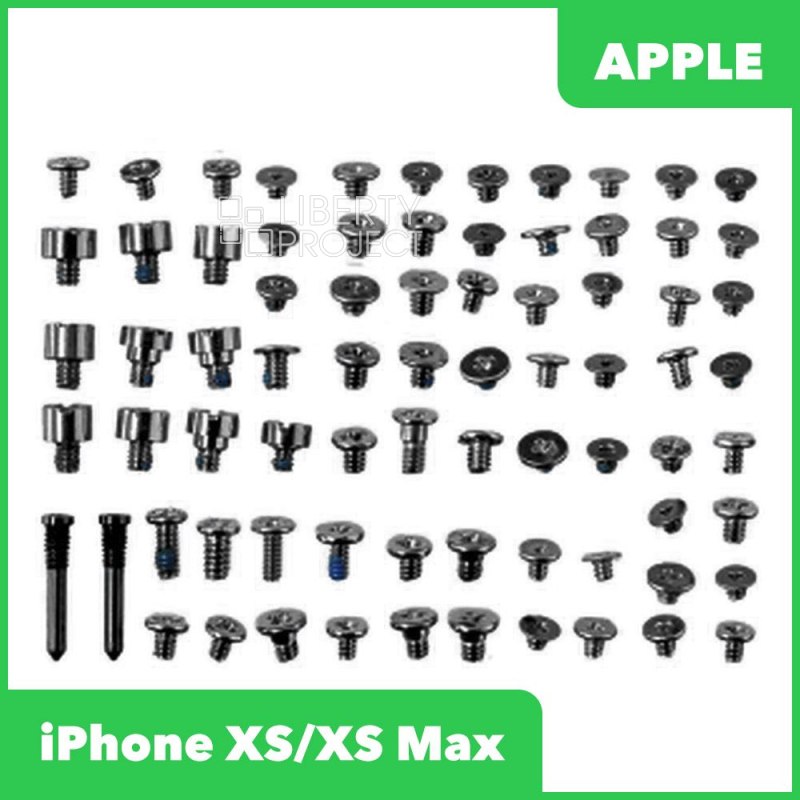 Винты для iPhone XS/XS Max (полный набор + 2 нижних винта) (черный)