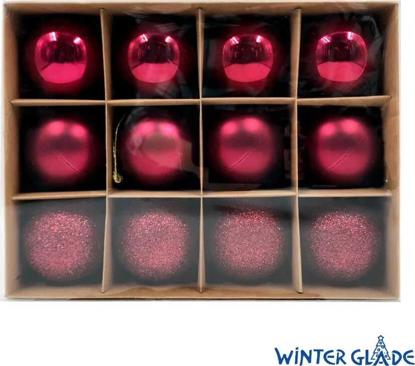 WINTER GLADE Набор ёлочных шаров пластик, 6 см, 12 шт, красный микс, 6012G003