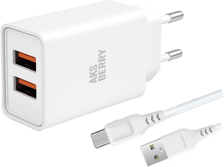 СЗУ AKSBERRY (6900203230010) T38 2 USB 2.4A + MicroUSB белый
