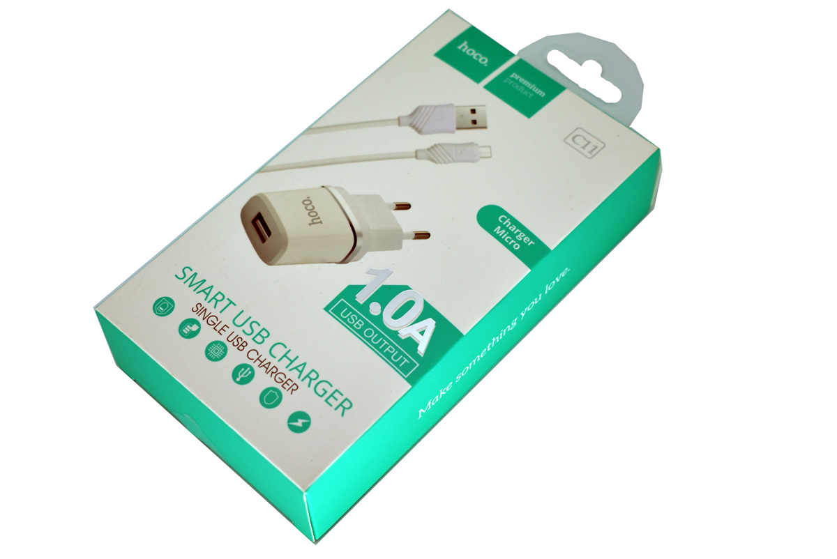 Зарядное устройство Hoco C11 СЗУ+USB Micro 1a