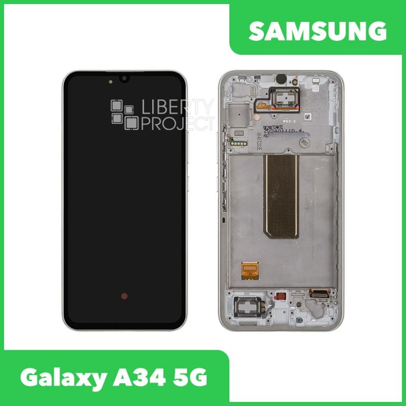 LCD дисплей для Samsung Galaxy A34 5G SM-A346E GH82-31200A/31201A в рамке (серебро) 100% OR SP